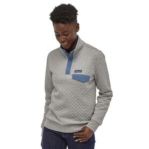Large Patagonia Gray & Blue Quilt Snap-T Pullover
